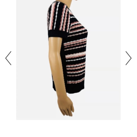 Kate Spade, New York black stripes, short sleeve sweater size women’s medium - Picture 2 of 6
